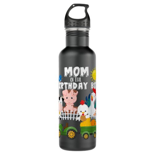 Mom of the Birthday Boy Farm Animals Its My Birthd Stainless Steel Water Bottle