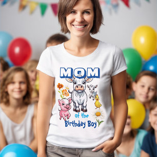 Mom of the Birthday Boy Farm Animals Party T-Shirt