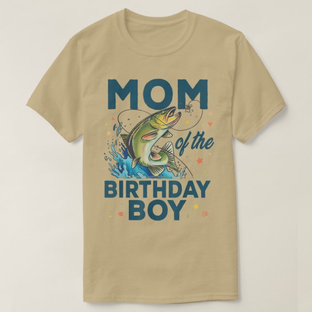 Mom Of The Birthday Boy Fishing Birthday Bass Fish T-Shirt (Design Front)