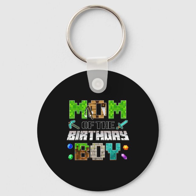 Mom Of The Birthday Boy Funny Gaming Birthday Xel  Keychain (Front)