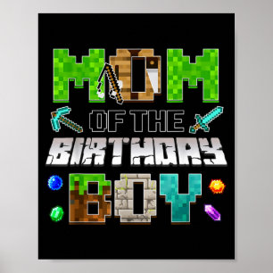 Mom Of The Birthday Boy Funny Gaming Birthday Xel Poster