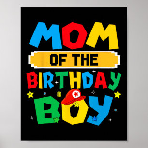 Mom Of The Birthday Boy Game Video Gaming Matching Poster