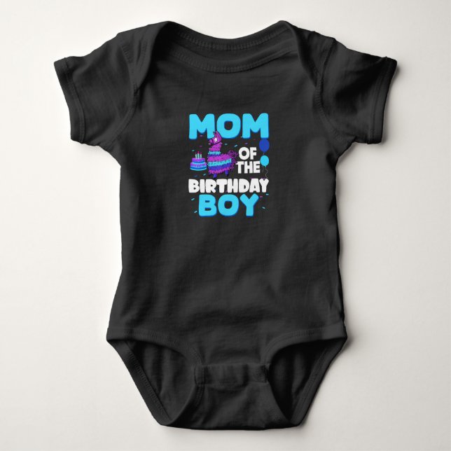 Mom Of The Birthday Boy Llama Mom And Dad Family P Baby Bodysuit (Front)