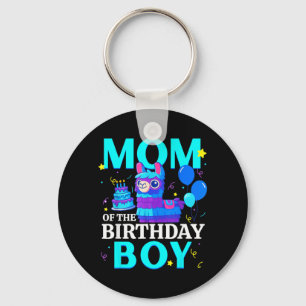 Mom of The Birthday Boy Llama Pinata Family Party Keychain
