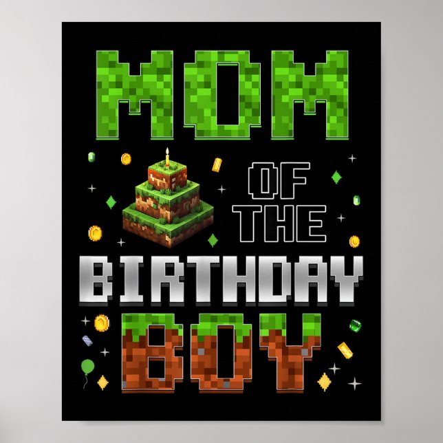 Mom Of The Birthday Boy Matching Family Birthday P Poster (Front)