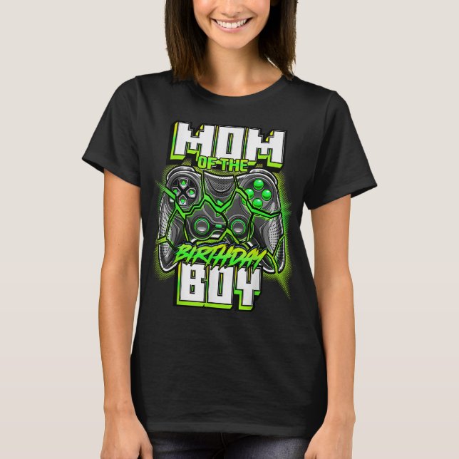 Mom of the Birthday Boy Matching Family Video Game T-Shirt (Front)