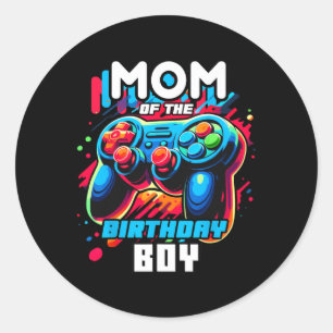 Mom Of The Birthday Boy Matching Video Game Birthd Classic Round Sticker