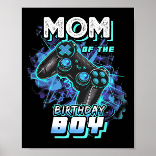 Mom Of The Birthday Boy Matching Video Game Birthd Poster