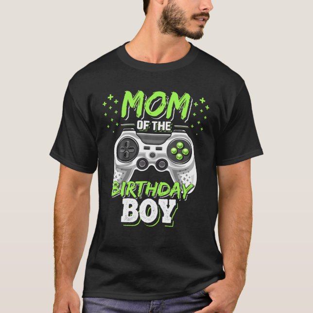 Mom Of The Birthday Boy Matching Video Gamer Birth T-Shirt (Front)