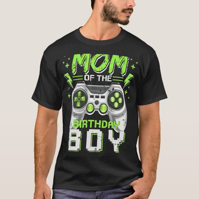 Mom of the Birthday Boy Matching Video Gamer Birth T-Shirt (Front)