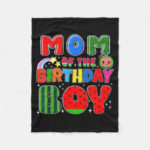 Mom Of The Birthday Boy Melon Family Matching Funn Fleece Blanket
