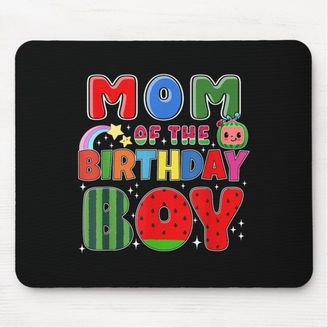 Mom Of The Birthday Boy Melon Family Matching Funn Mouse Pad (Front)