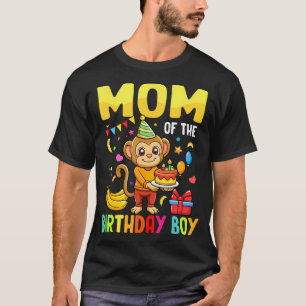 Mom Of The Birthday Boy Monkey Bday Party Family T-Shirt