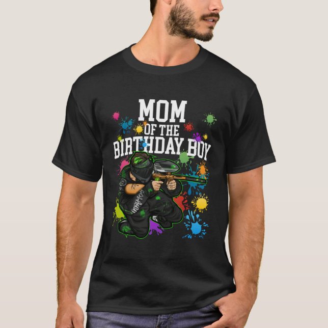Mom of the Birthday Boy Paintball Sport Matching F T-Shirt (Front)