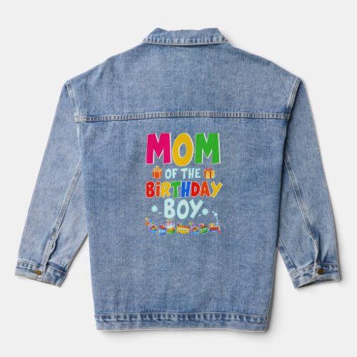 Mom Of The Birthday Boy Train Bday Decorations Rai Denim Jacket