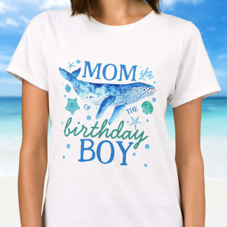 Mom of The Birthday Boy Under the Sea Watercolor T-Shirt