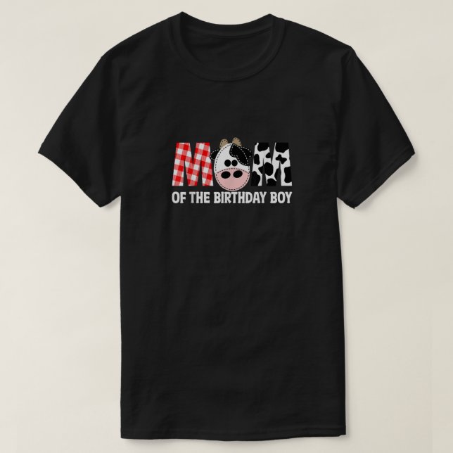 Mom Of The Birthday For Boy Cow Farm 1St Birthday  T-Shirt (Design Front)