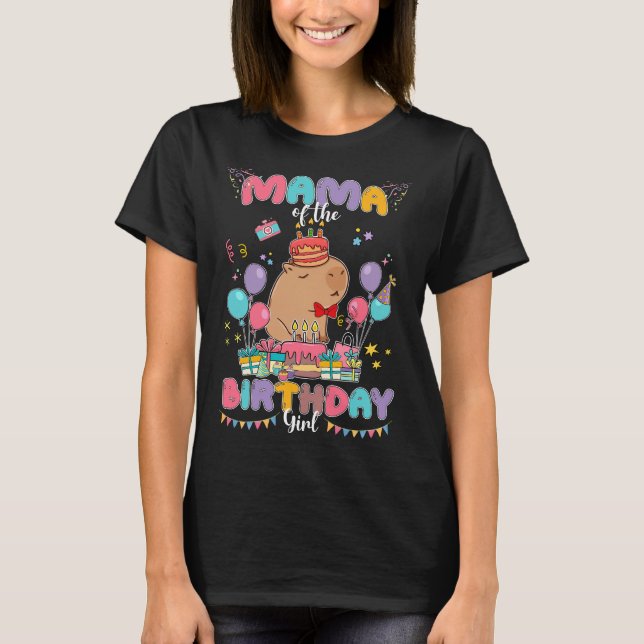 Mom Of The Birthday Girl Capybara Kids Matching Fa T-Shirt (Front)