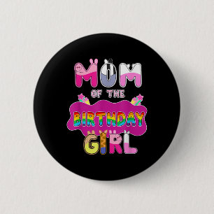 Mom Of The Birthday Girl Family Pig Party Decorati Button