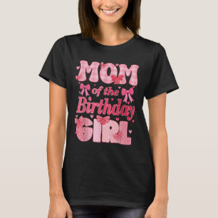 Mom Of The Birthday Girl Family Pink Coquette Bow T-Shirt