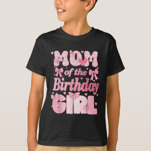 Mom Of The Birthday Girl Family Pink Coquette Bow T-Shirt