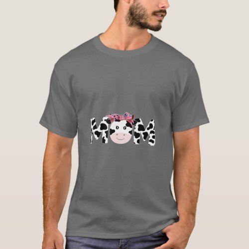 Mom Of The Birthday Mother Girl Cow Farm Cow Mommy T_Shirt