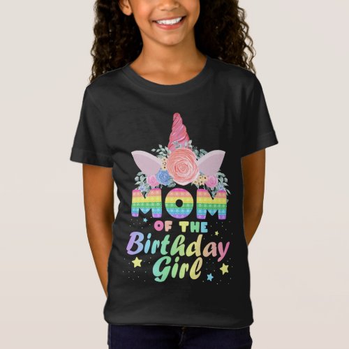 Mom of the Birthday of Girl Magical Unicorn Party T_Shirt