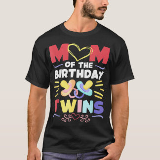 Mom Of The Birthday Twins Birthday Party Design Tw T-Shirt