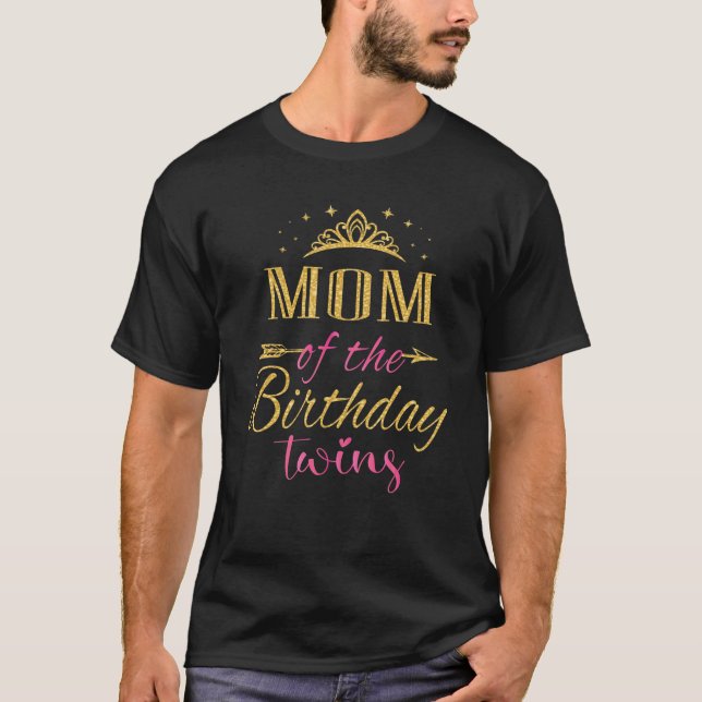 Mom Of The Birthday Twins Kids Party T-Shirt (Front)