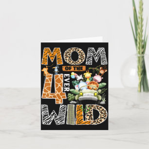 Mom of the four wild safari jungle 4th birthday bo card
