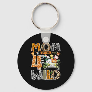 Mom of the four wild safari jungle 4th birthday bo keychain