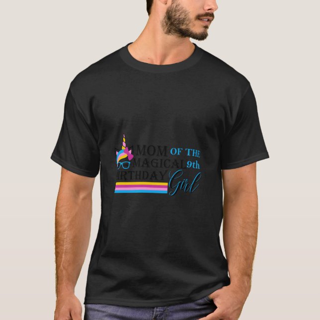 Mom Of The Magical 9Th Birthday Girl Unicorn Gift  T-Shirt (Front)