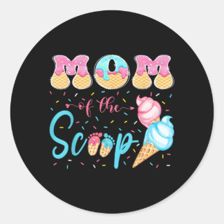 Mom Of The Scoop Ice Cream Gender Reveal Baby Show Classic Round Sticker