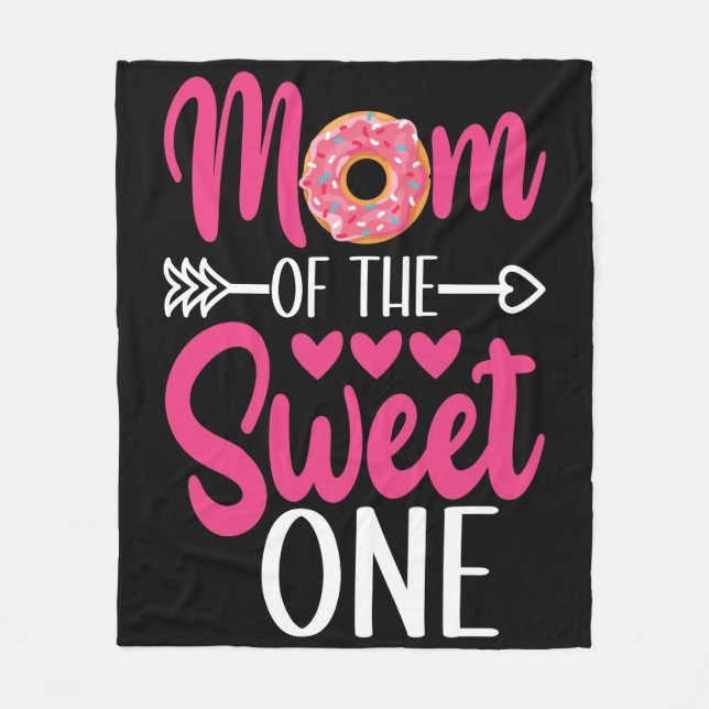 Mom of the Sweet One Sprinkled Donut Fleece Blanket (Front)