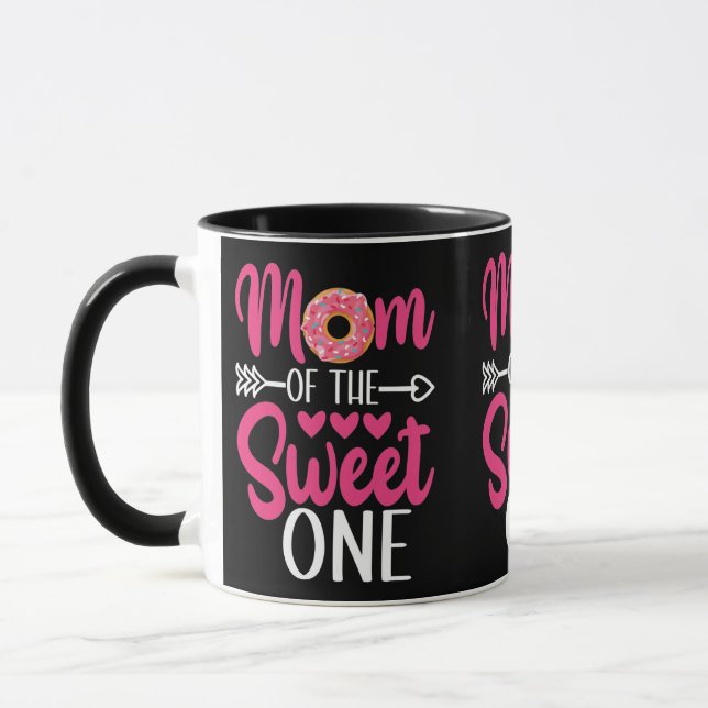 Mom of the Sweet One Sprinkled Donut Mug (Left)
