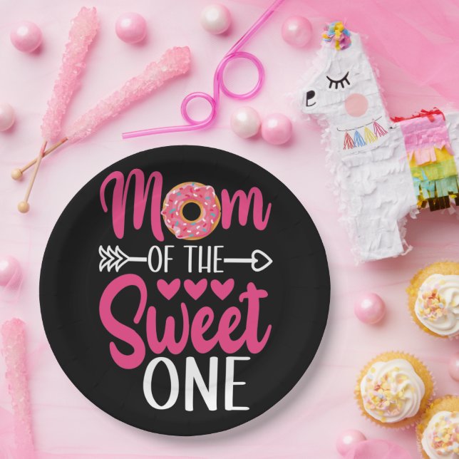 Mom of the Sweet One Sprinkled Donut Paper Plates (Party)