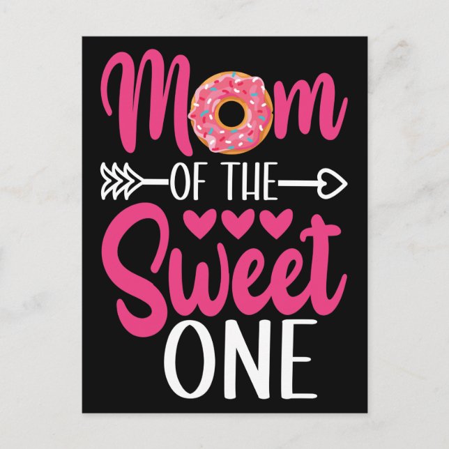 Mom of the Sweet One Sprinkled Donut Postcard (Front)