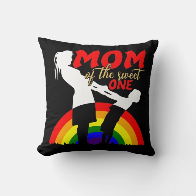 Mom of the sweet one  throw pillow (Front)