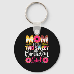 Mom of the two sweet birthday girl donut 2nd keychain