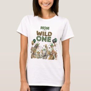 Mom of the Wild One Boy Birthday Party Animals T-Shirt