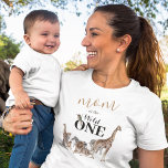 Mom of the Wild One Safari First Birthday T-Shirt<br><div class="desc">Parent of the wild one 1st birthday t-shirt featuring cute watercolor safari animals (giraffe,  elephant,  lion,  zebra,  leopard,  monkey,  bee eater bird),  and the saying "mom of the wild one".</div>