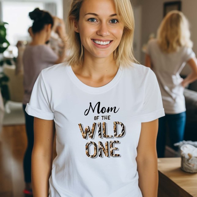 Mom of the Wild One T-Shirt (Mom of the wild one, Baby boy 1st birthday animal print, parents t-shirt.)