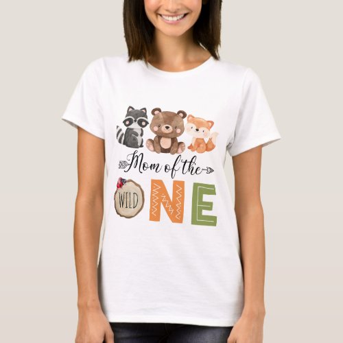 Mom of the Wild One Woodland Anamals Birthday T_Shirt