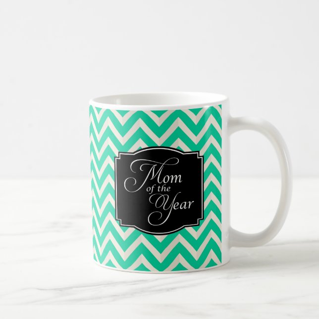 Mom of the Year Chevron Stripes Coffee Mug (Right)