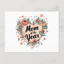 Mom of the Year Floral Heart Design