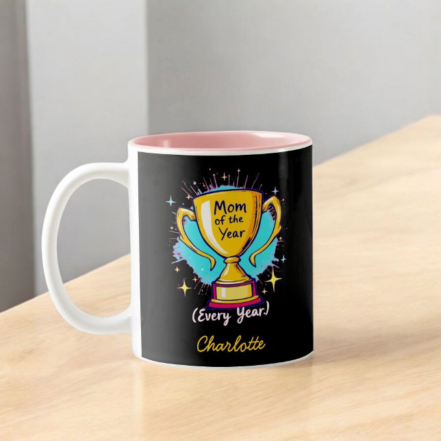 Mom of the Year | Funny & Cute Mother's Day Two-Tone Coffee Mug (Creator Uploaded)