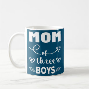 Mom Of Three Boys Children Best Mommy Mothers Day Coffee Mug