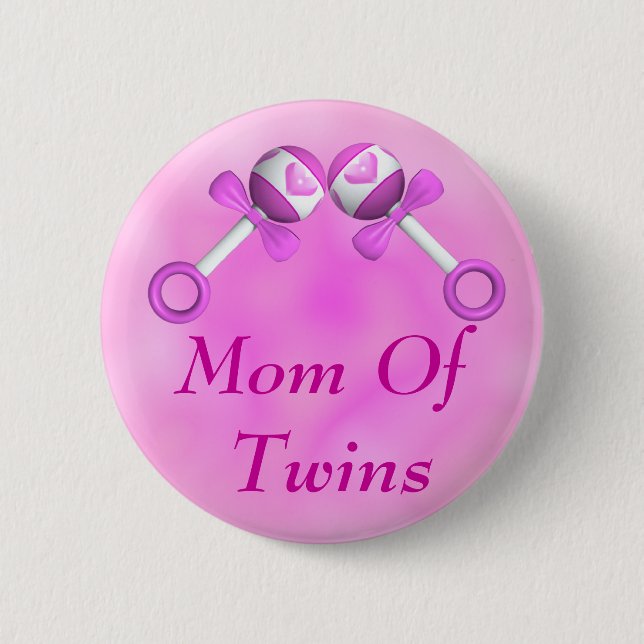 Mom Of Twin Girls Button (Front)