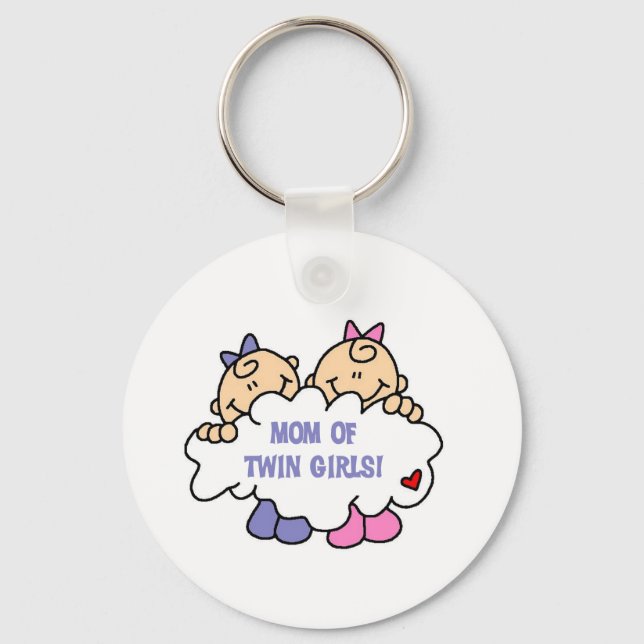 Mom of Twin Girls Keychain (Front)