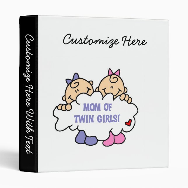 Mom of Twin Girls T-shirts and Gifts 3 Ring Binder (Front/Spine)